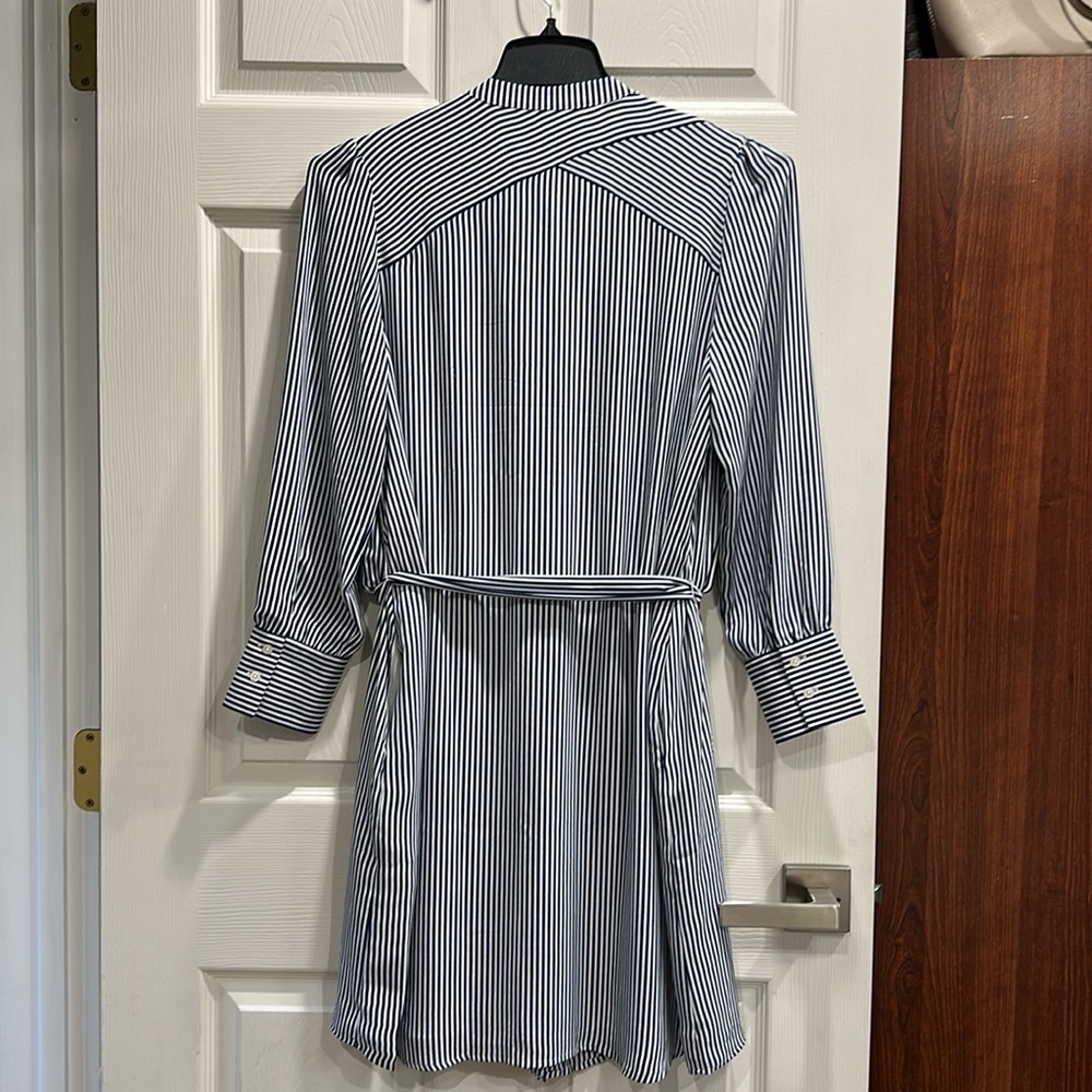 NWT LOFT Navy and White Striped Shirt Dress - Picture 4 of 6